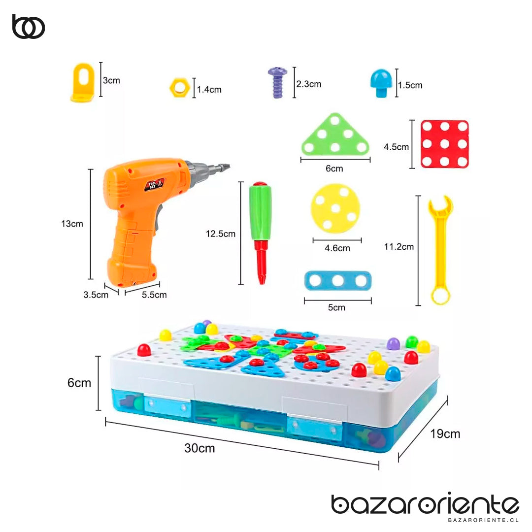 Maleta Interactiva de Herramientas para Niños – Creatividad y Diversión con 193 Piezas - juguete - chile - bazar oriente