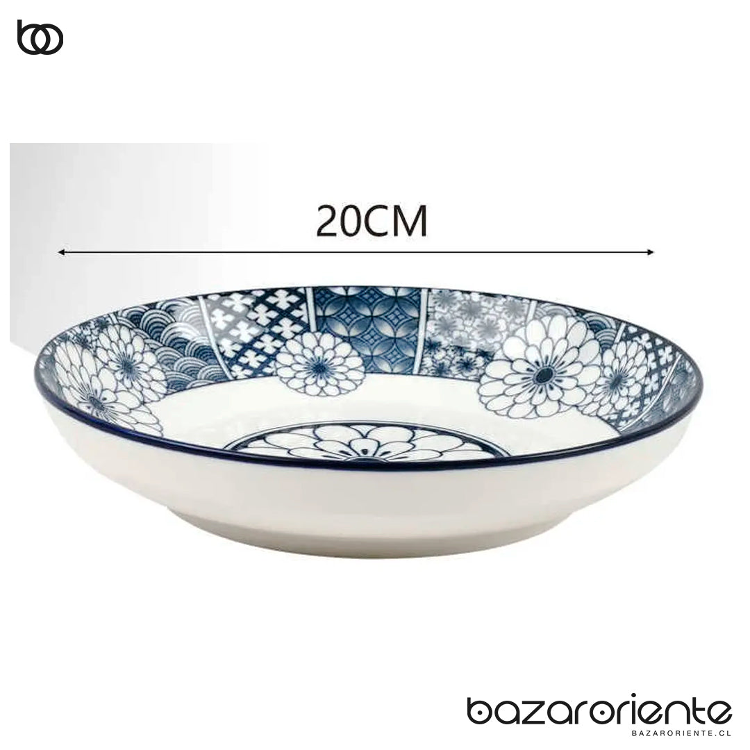 Plato de Cerámica 20 cm Diseño OldBlue - Pack 4 Unidades - chile - loza - vajilla - tienda bazar oriente