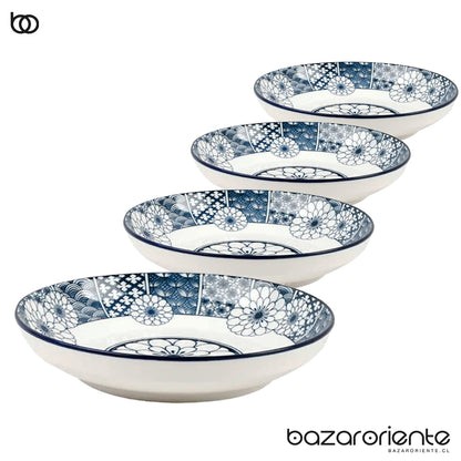 Plato de Cerámica 20 cm Diseño OldBlue - Pack 4 Unidades - chile - loza - vajilla - tienda bazar oriente