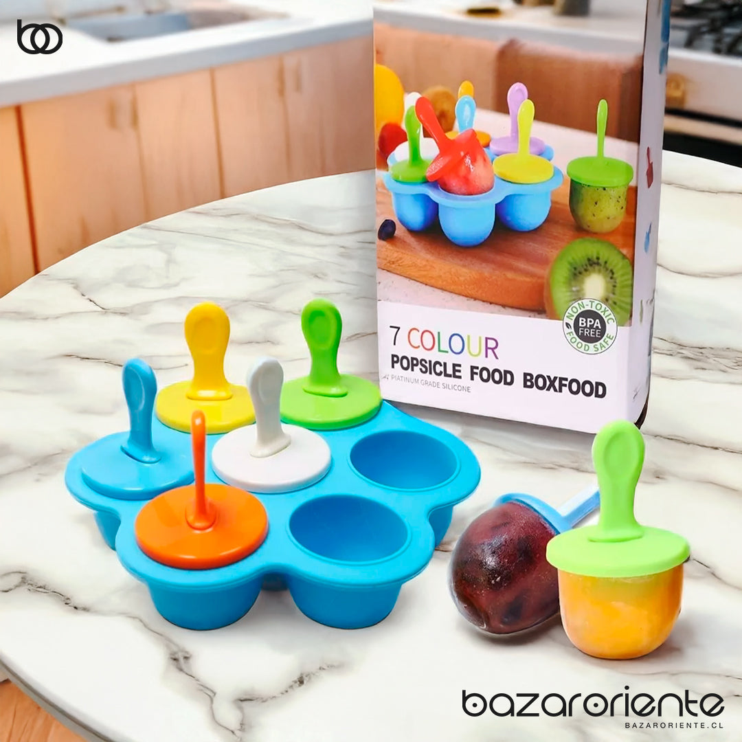 Molde de Silicona para Helados y Paletas de 7 colores – Diversión y Sabor para Niños y Bebés - chile - cocina - bazar oriente