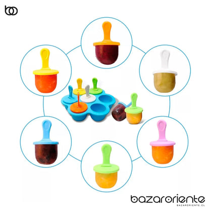 Molde de Silicona para Helados y Paletas de 7 colores – Diversión y Sabor para Niños y Bebés - chile - cocina - bazar oriente